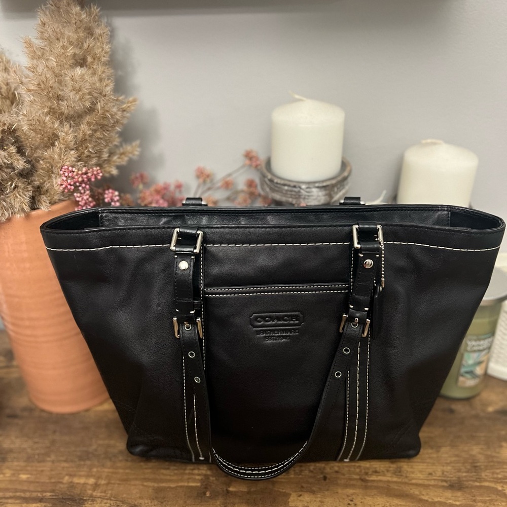 Coach Black Leather Tote
